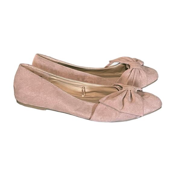 Torrid Pink Suede Pointed Toe Flats Bow Detail Wide Width 9.5 WW Balletcore - Picture 3 of 11